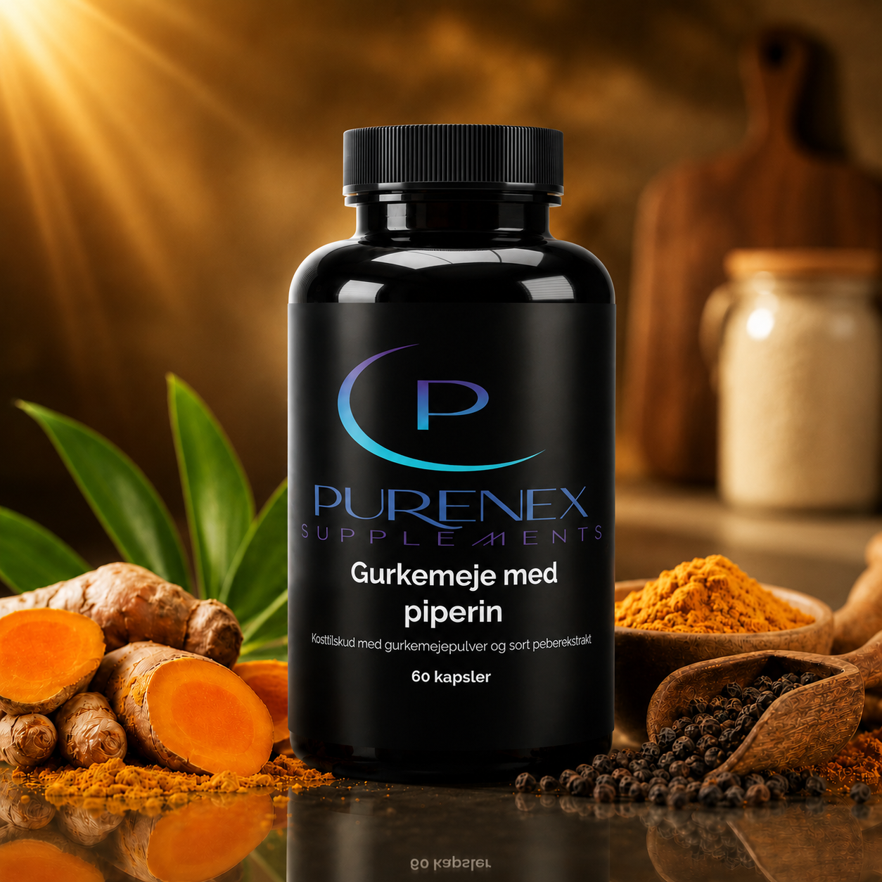 Gurkemeje + piperin – 60 kapsler.
