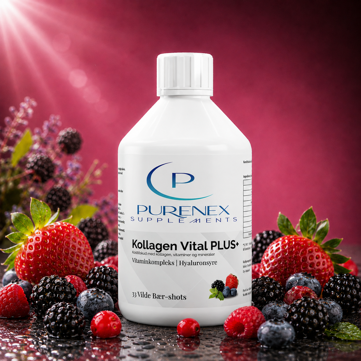 Kollagen Vital PLUS+ Shots (1500 DA) – Vilde Bær – 500 ml.