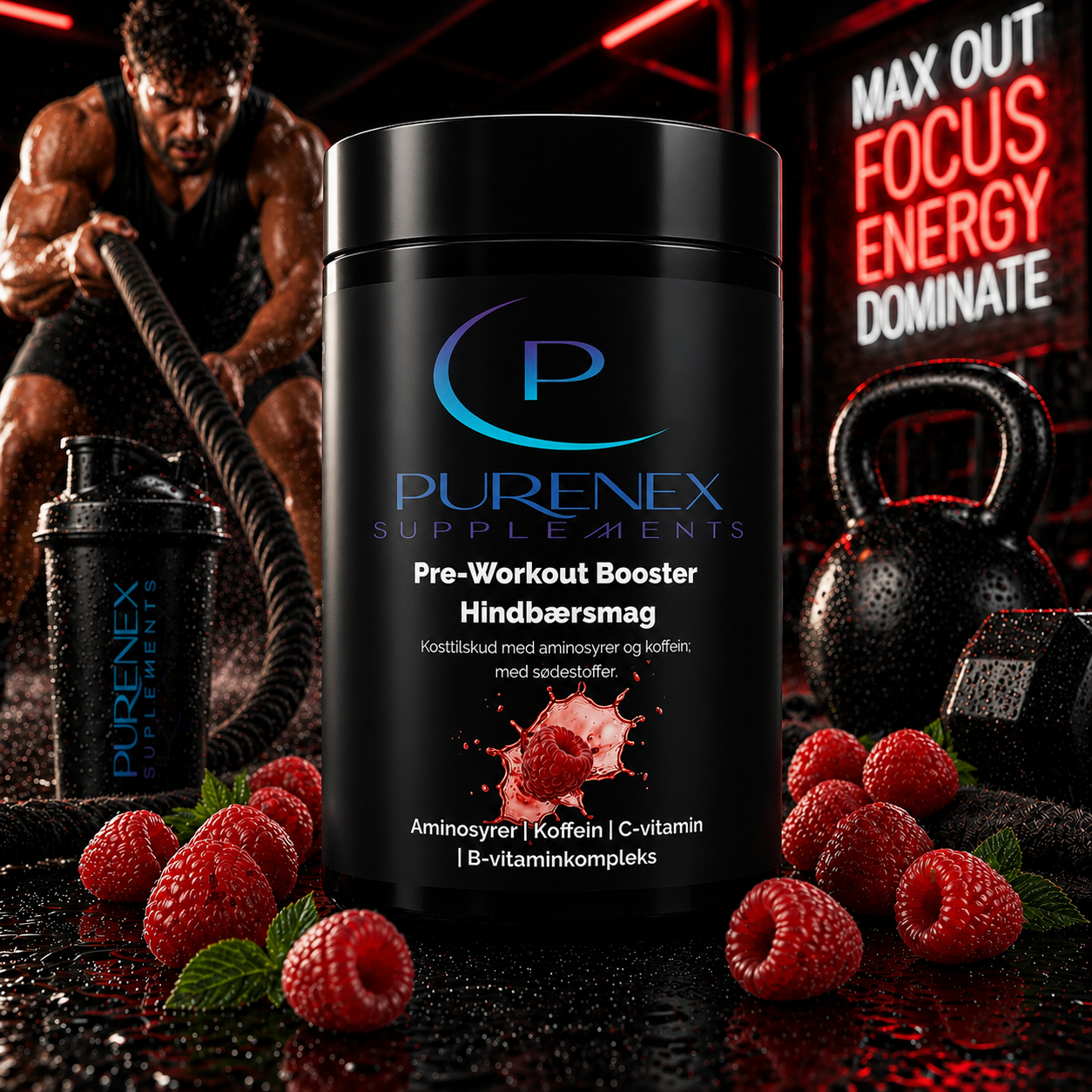 Pre-Workout booster Hindbær – 520 g.